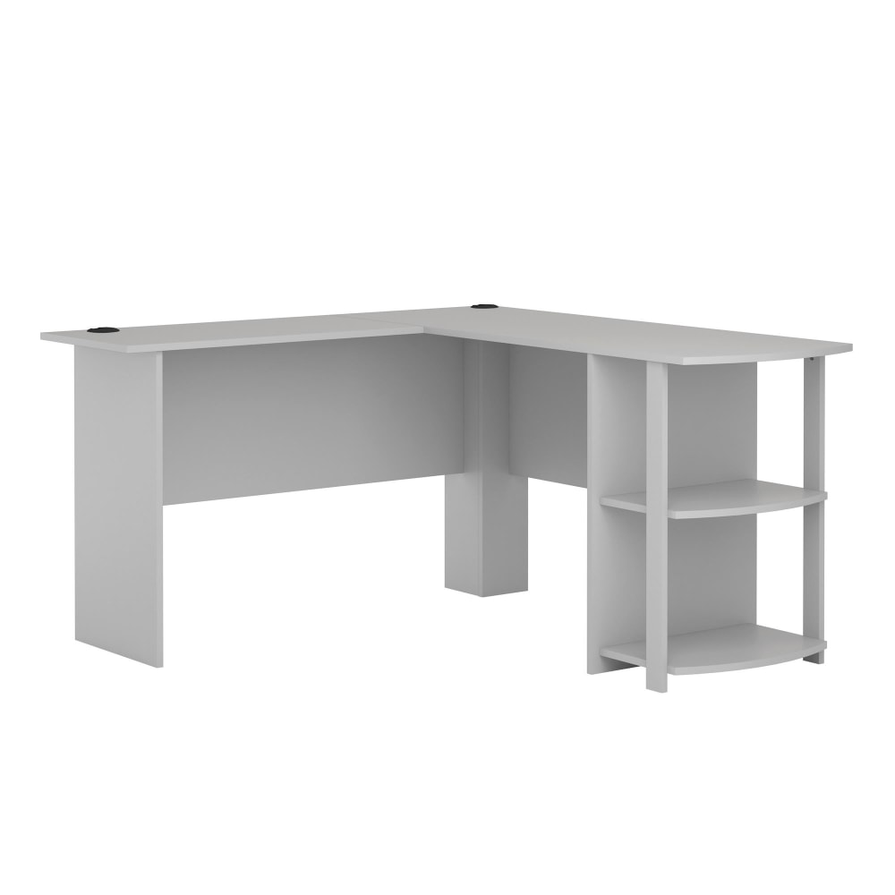 Ameriwood Home Dakota 51inW L-Shaped Computer Desk With Bookshelves, Dove Gray