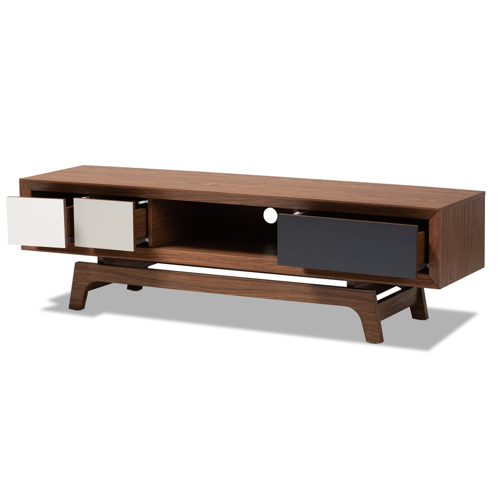 Baxton Studio Mid-Century Modern TV Stand, Walnut/Gray