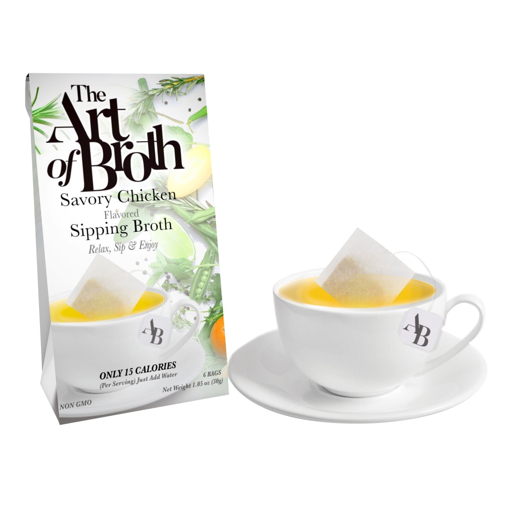 The Art of Broth Chicken Flavored Sipping Broth, Box Of 6 Bags