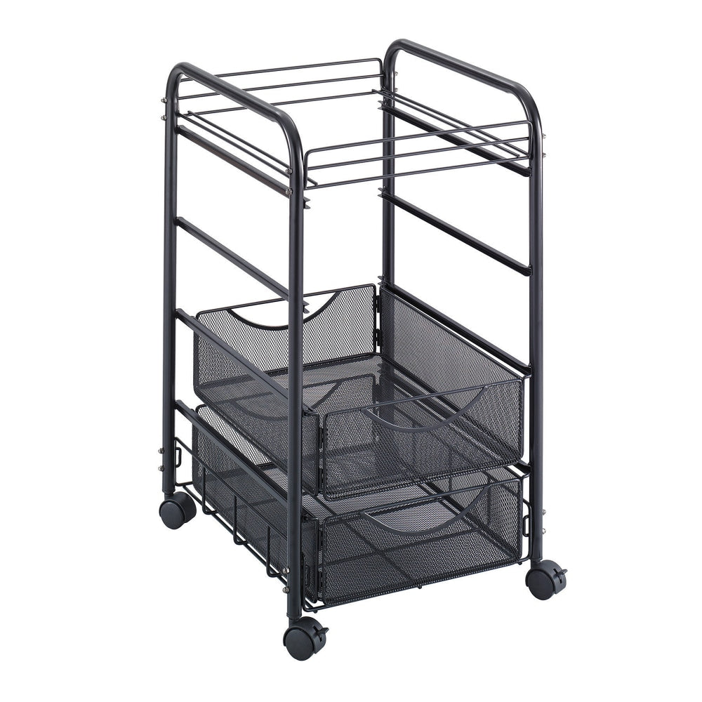 Safco Onyx Mesh Cart, 27inH x 15 3/4inW x 17inD, Black