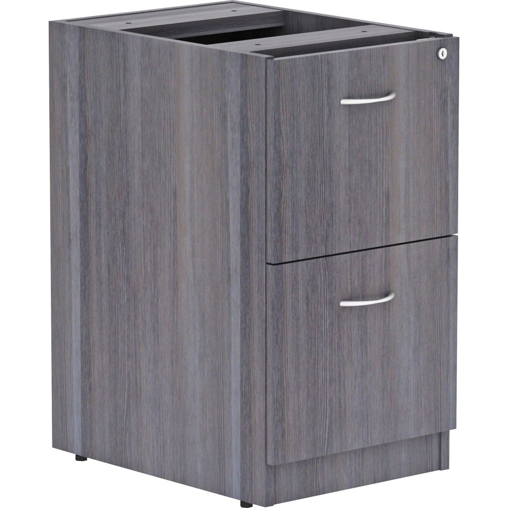 Lorell Essentials 22inD Vertical Pedestal File Cabinet With 2 File Drawers, Weathered Charcoal