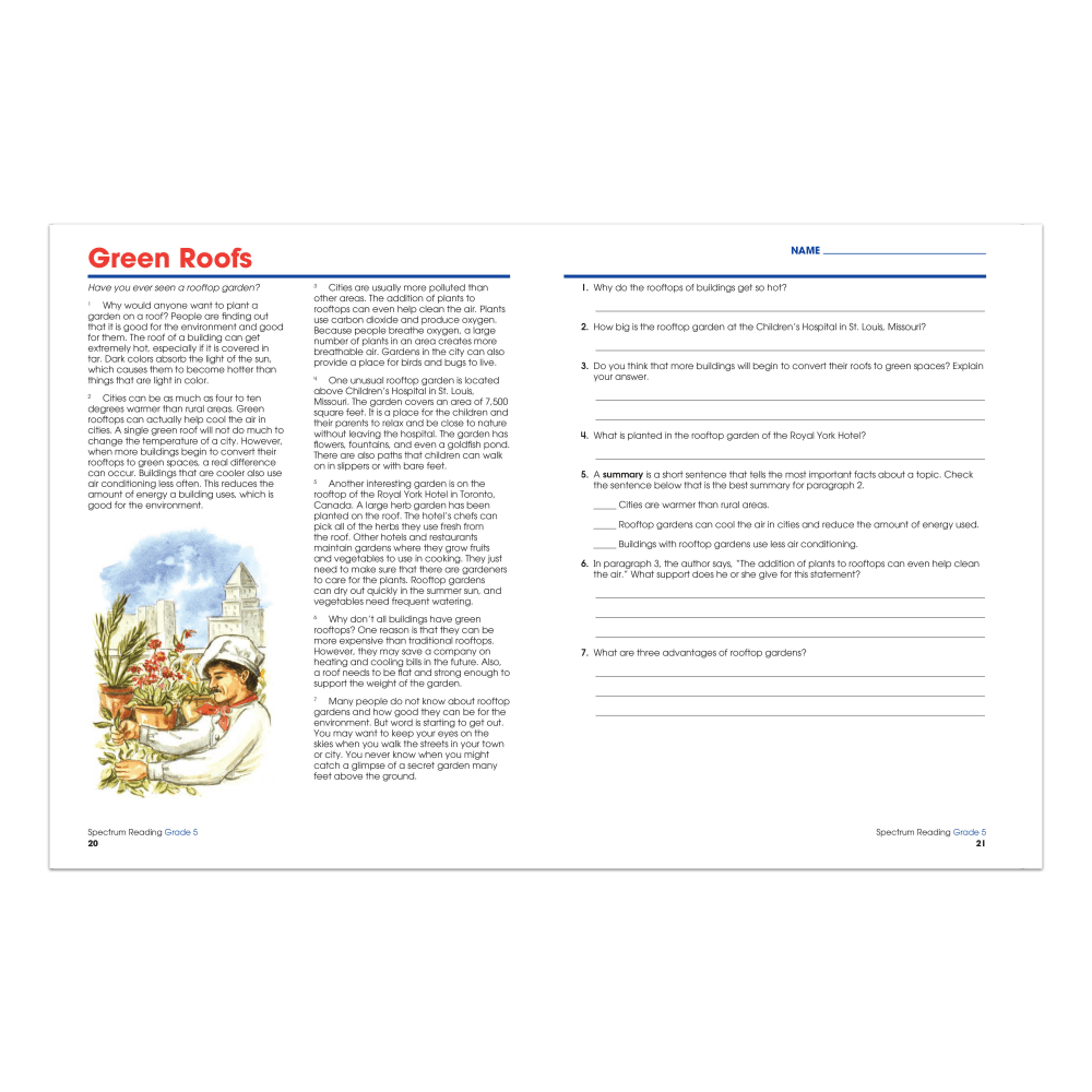 Carson-Dellosa Spectrum Reading Workbook, Grade 5