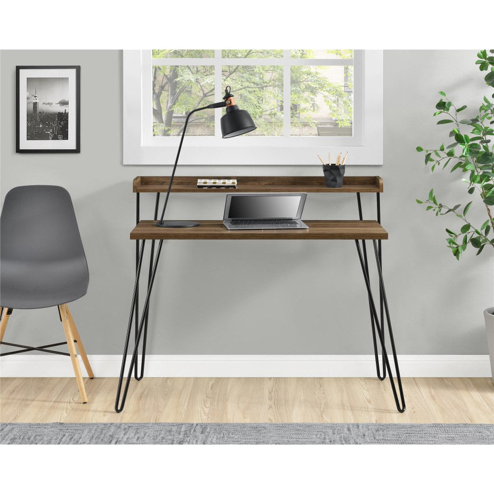 Ameriwood Home Haven Retro 45inW Writing Desk With Riser, Walnut