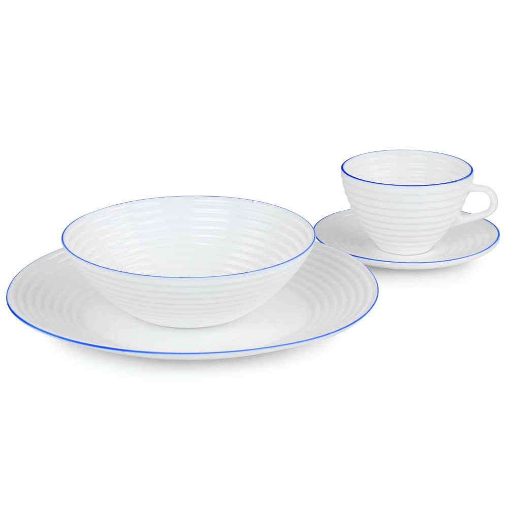 Gibson Elite Oster Juego De Vajilia 16-Piece Opal Glass Dinnerware Set, White