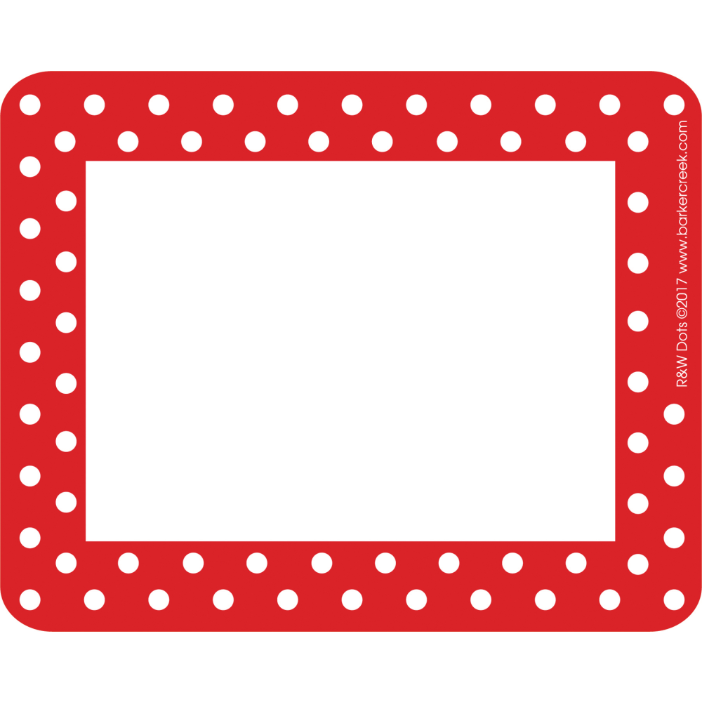 Barker Creek Name Tags, 2 -3/4" x 3 1/2", Red And White Dots, 45 Name Tags Per Pack, Case Of 2 Packs