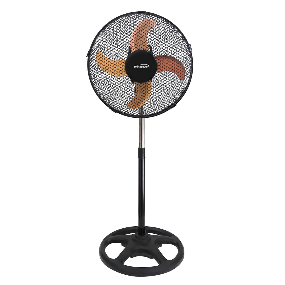 Brentwood 12in 3-Speed Adjustable Oscillating Stand Fan, 35in x 13in, Black