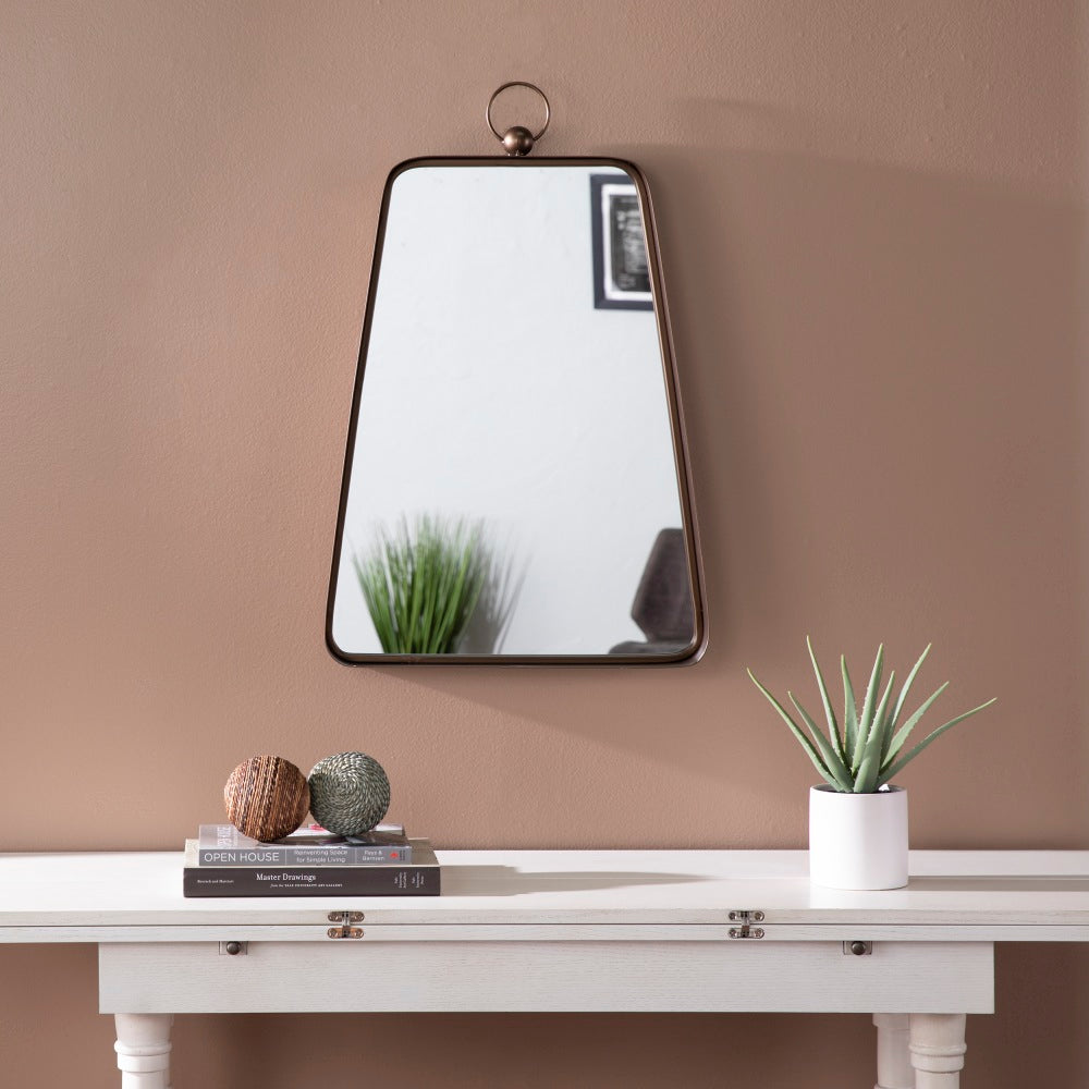 SEI Walsing Trapezoidal Decorative Wall Mirror, 30-1/4inH x 19-3/4inW x 3-1/4inD, Bronze