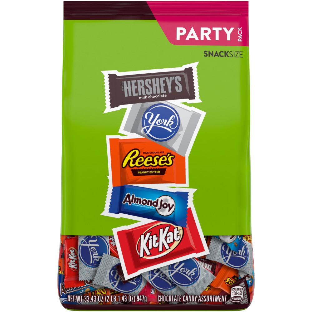 Hersheys Mini Milk Chocolate, Reeses Peanut Butter Cups, Almond Joy, York Peppermint Patties Assortment Stand-Up Bag, 33.43 Oz