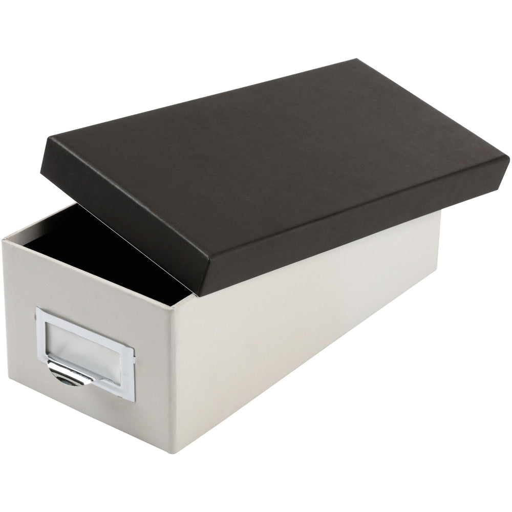 Oxford Index Card Storage Box, 3in x 5in, Marble White/Black