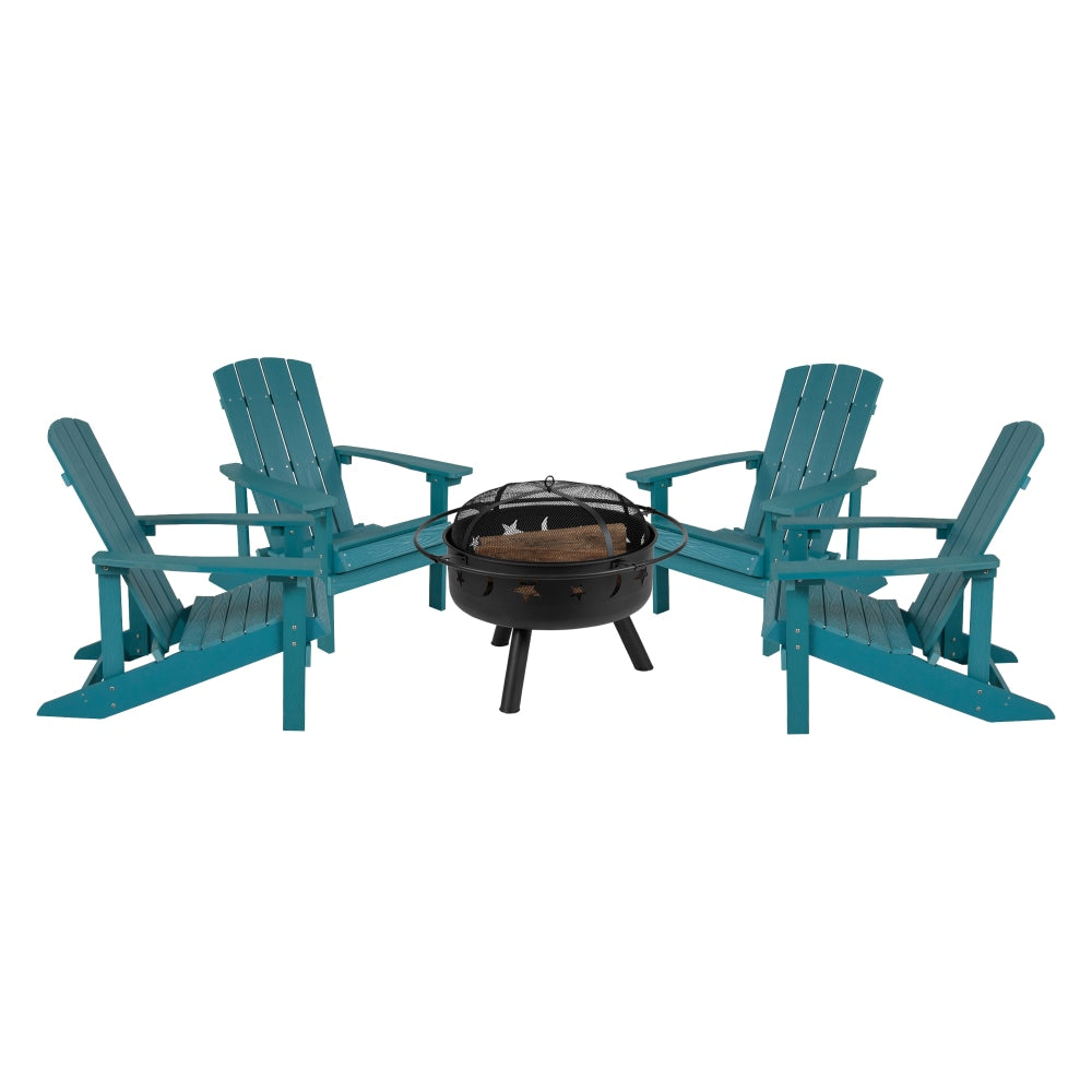 Flash Furniture 5-Piece Charlestown Adirondack Chair Set, Sea Foam