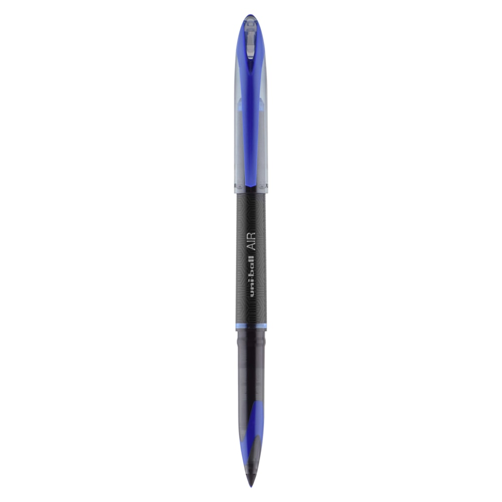 uni-ball AIR Rollerball Pen, Medium Point, 0.7 mm, Black Barrel, Blue Ink, Pack Of 12