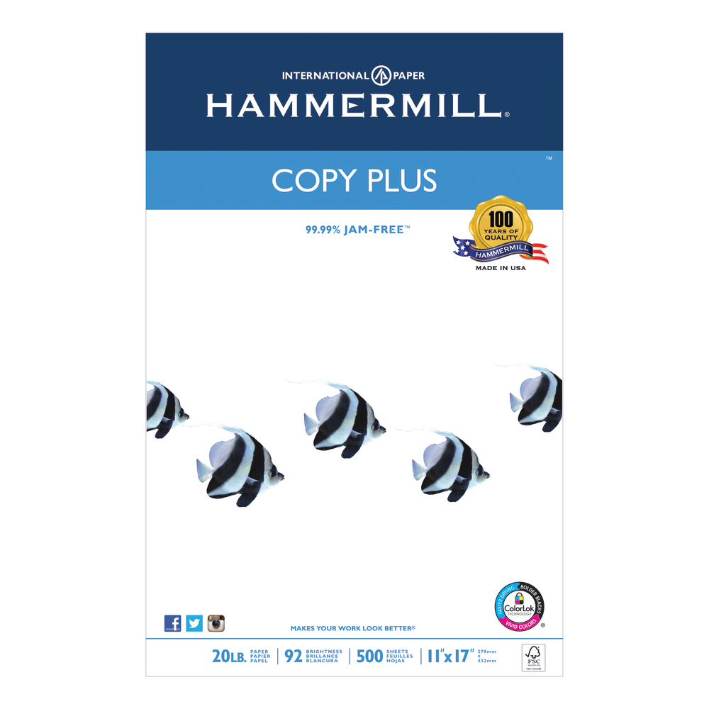 Hammermill Tidal Multi-Use Printer & Copy Paper, White, Ledger (11in x 17in), 500 Sheets Per Ream, 20 Lb, 92 Brightness