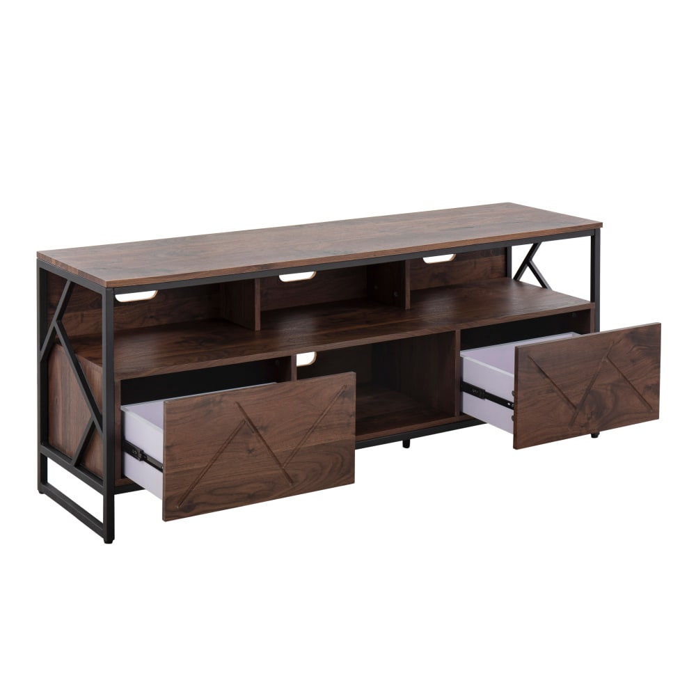 LumiSource Folia Contemporary TV Stand For 60in TVs, 24inH x 58-3/4inW x 16-1/4inD, Walnut/Black