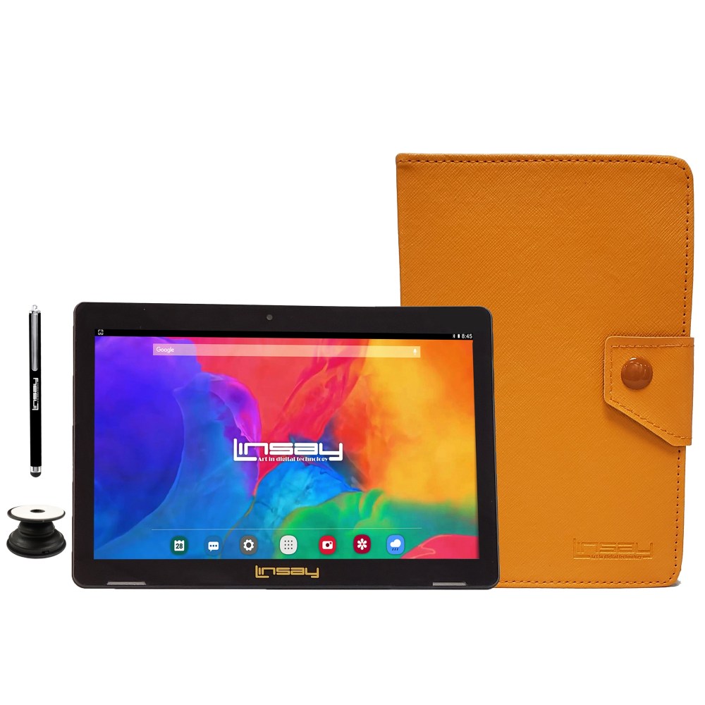 Linsay F10IPS Tablet, 10.1in Screen, 2GB Memory, 64GB Storage, Android 13, Orange