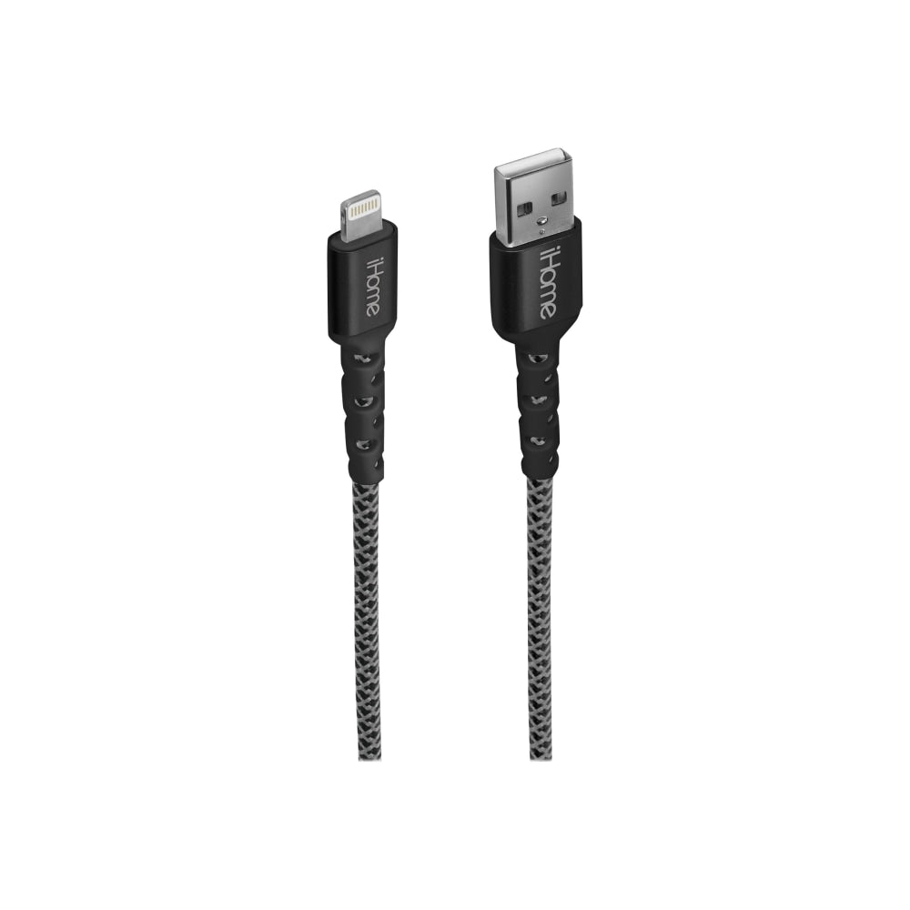 Lifeworks Nylon Braided Lightning-To-USB-A Cable, 6ft, Black