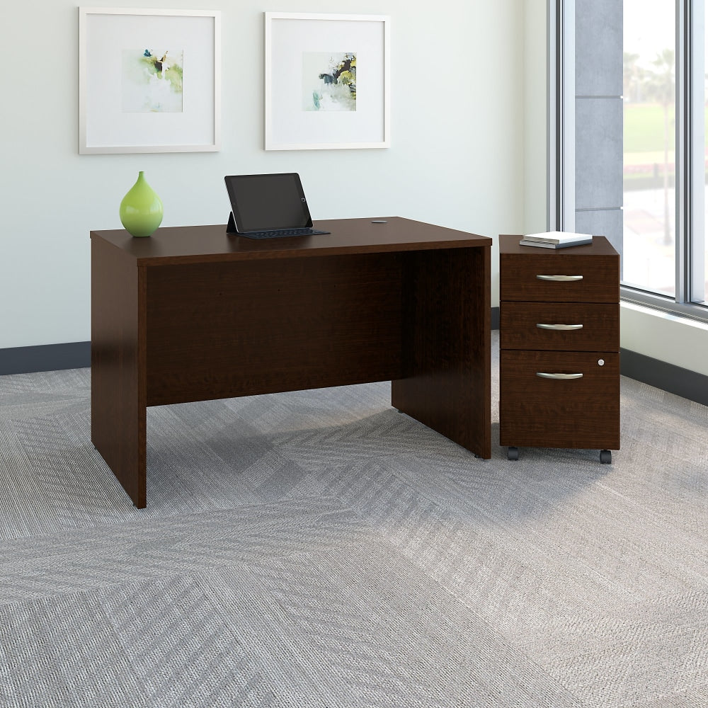 Bush Business Furniture Components 48inW Office Computer Desk With Mobile File Cabinet, Mocha Cherry, Standard Delivery