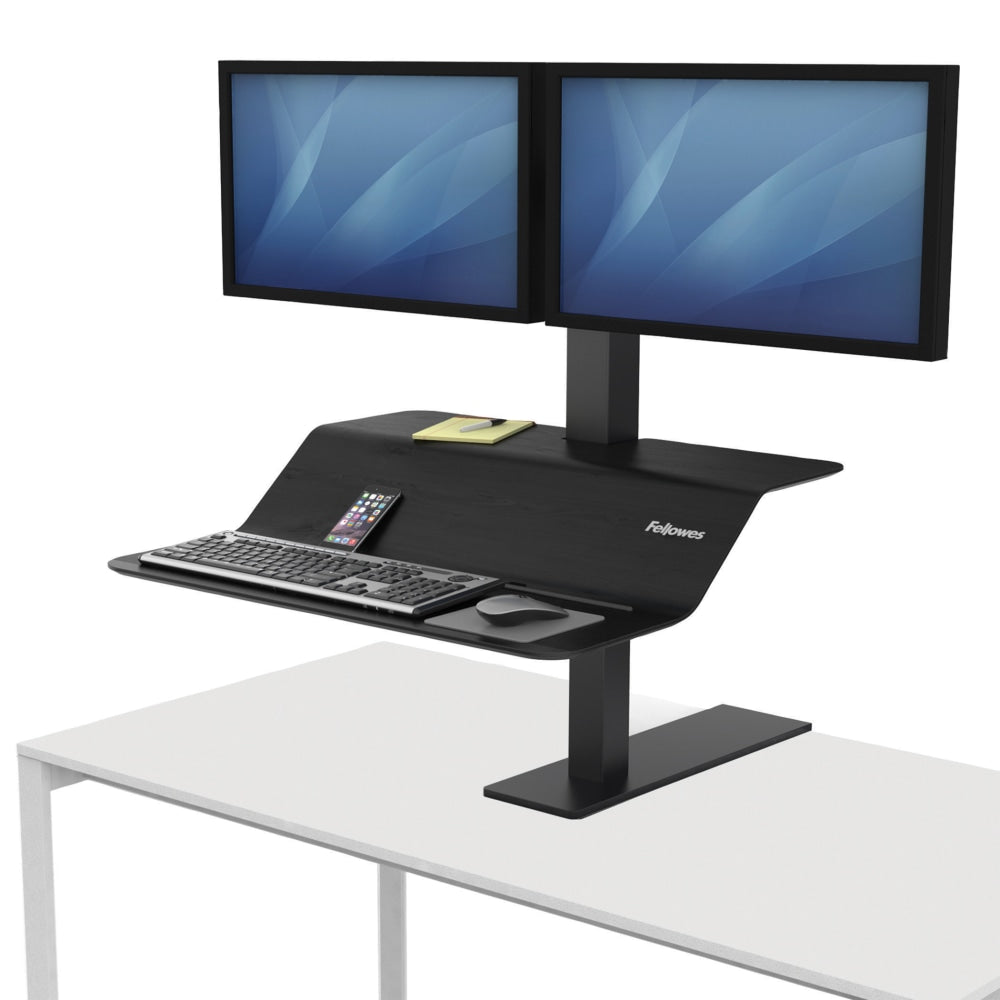 Fellowes Lotus VE Steel Sit-Stand Workstation, Dual, Black