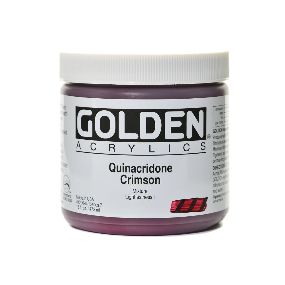 Golden Heavy Body Acrylic Paint, 16 Oz, Quinacridone Crimson