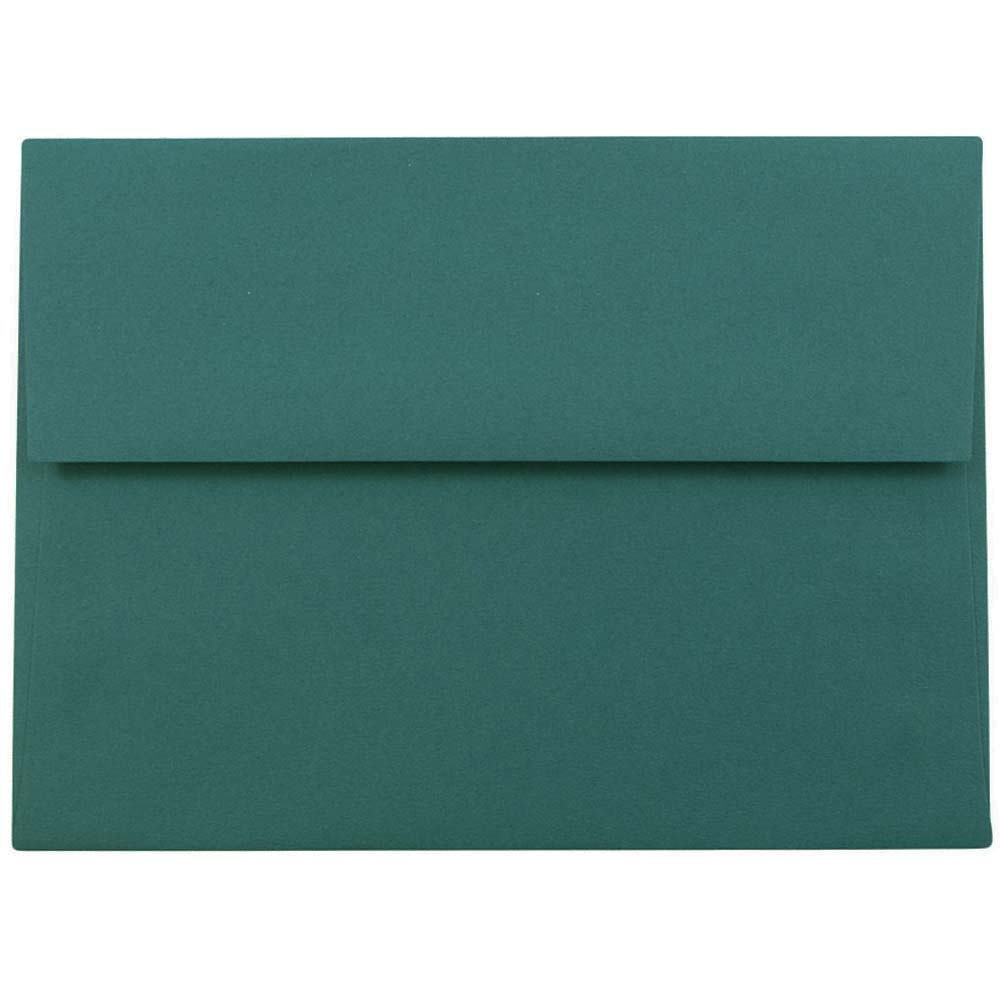 JAM Paper Stationery Set, 5 1/4in x 7 1/4in, Set Of 25 White Cards And 25 Teal Envelopes