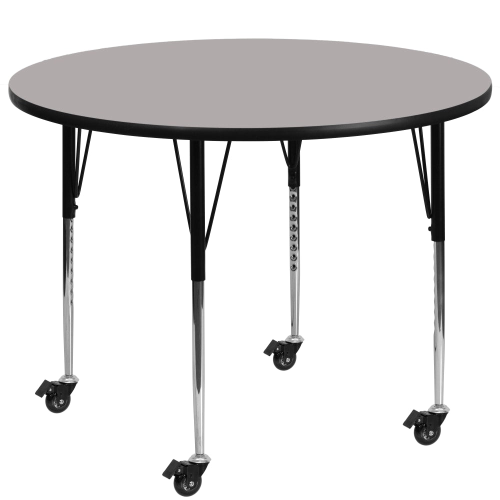 Flash Furniture Mobile 48in Round HP Laminate Activity Table With Standard Height-Adjustable Legs, Gray