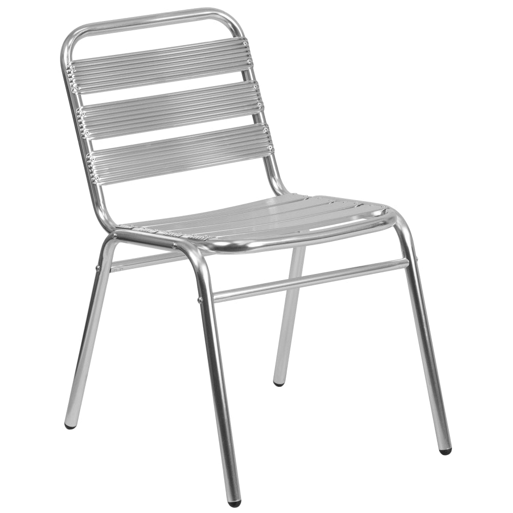 Flash Furniture Lila Aluminum Commercial Indoor/Outdoor Armless Triple-Slat Stack Chair