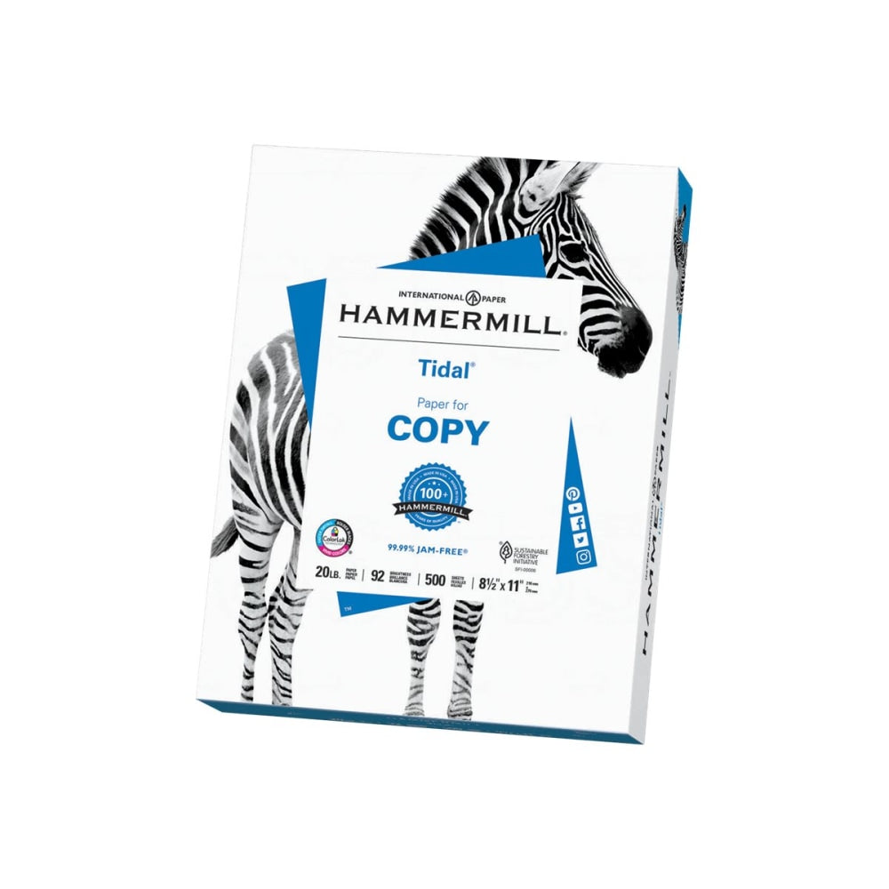 Hammermill Tidal Multi-Use Printer & Copy Paper, White, Letter (8.5in x 11in), 2500 Sheets Per Case, 20 Lb, 92 Brightness, Case Of 5 Reams