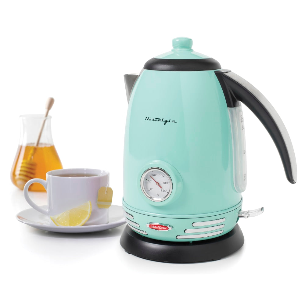 Nostalgia Electrics Retro 1.7 L Stainless Steel Electric Water Kettle, Aqua