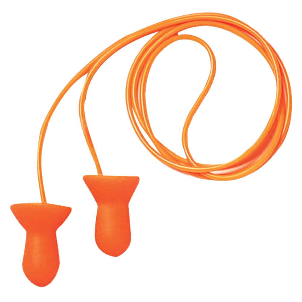 Quiet Reusable Earplugs, Foam, Orange, Corded, Poly Bag