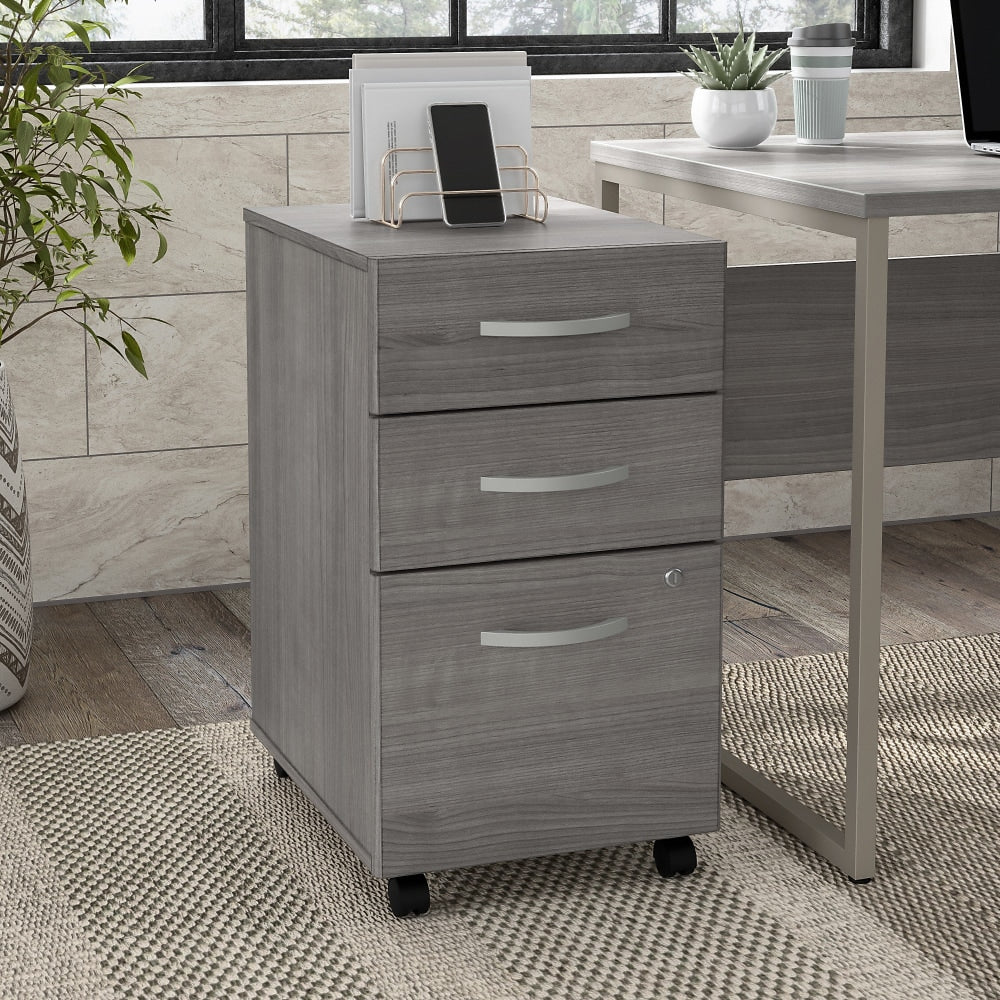 Bush Business Furniture Hybrid 28inD Vertical 3-Drawer Mobile File Cabinet, Platinum Gray, Delivery