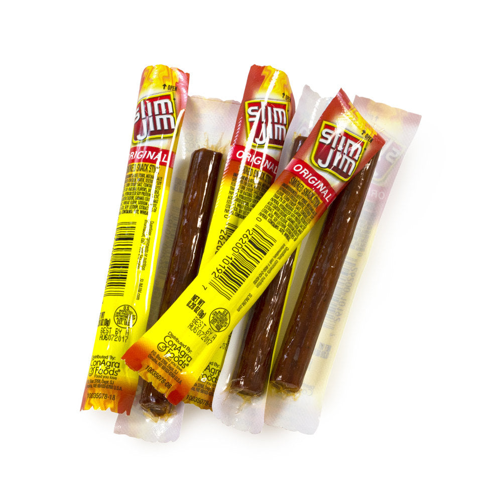 Slim Jim Snack-Sized Smoked Meat Sticks, 0.28 Oz, Box Of 120 Sticks