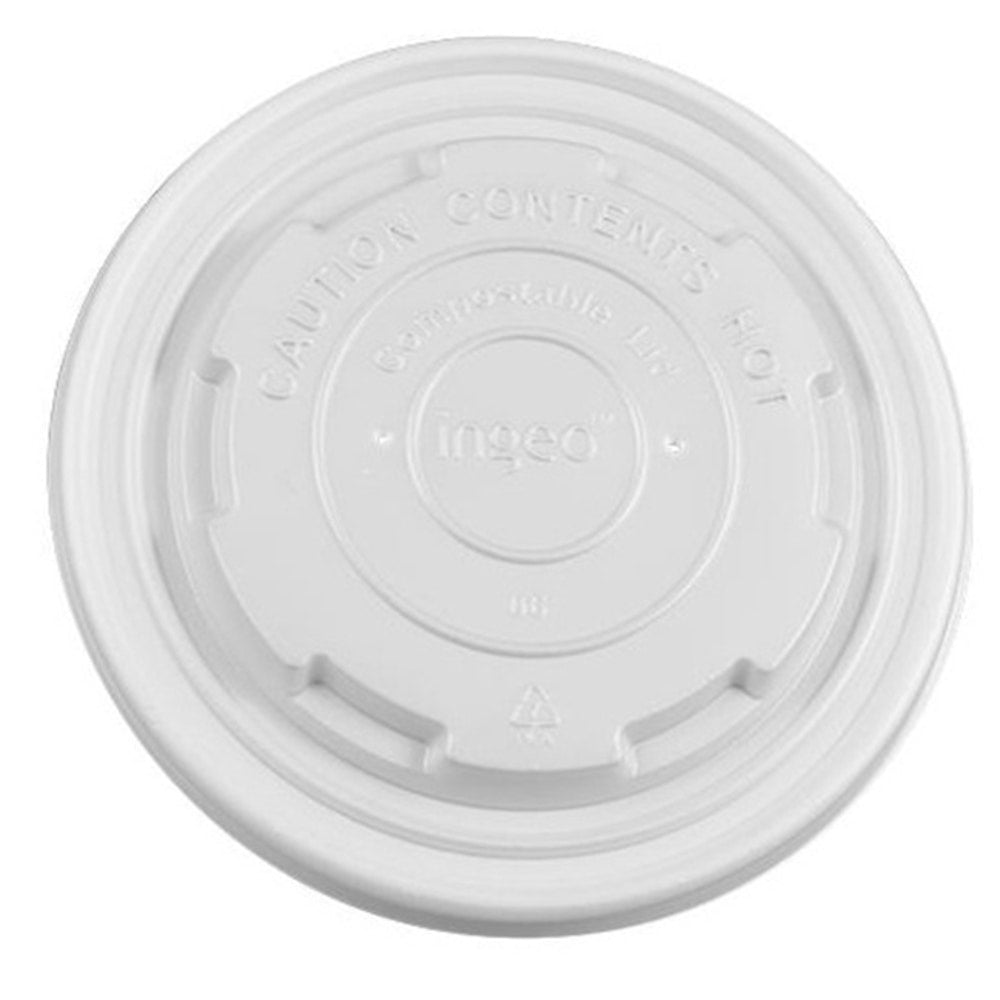 Karat Earth PLA Lids For 12-16 Oz Paper Food Containers, White, Case Of 500 Lids