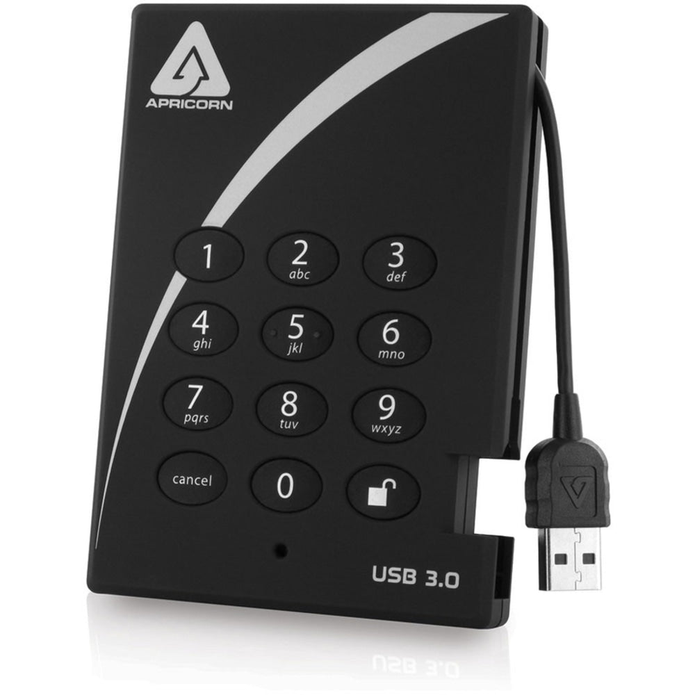 Apricorn Aegis Padlock A25-3PL256-S256 256 GB Solid State Drive - 2.5in External - Black - USB 3.0 - 160 MB/s Maximum Read Transfer Rate - 3 Year Warranty