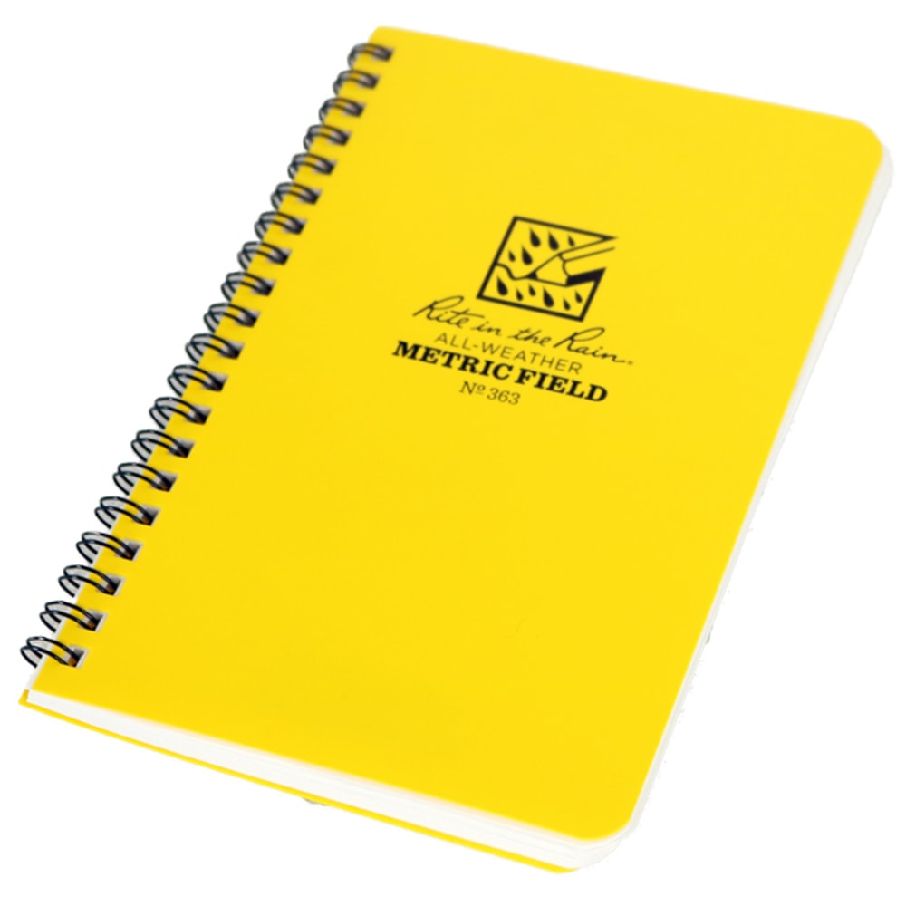 Rite in the Rain No. 363 All-Weather Spiral notebooks, Side, 4-5/8in x 7in, 64 Pages (32 Sheets), Yellow, Pack Of 12 notebooks