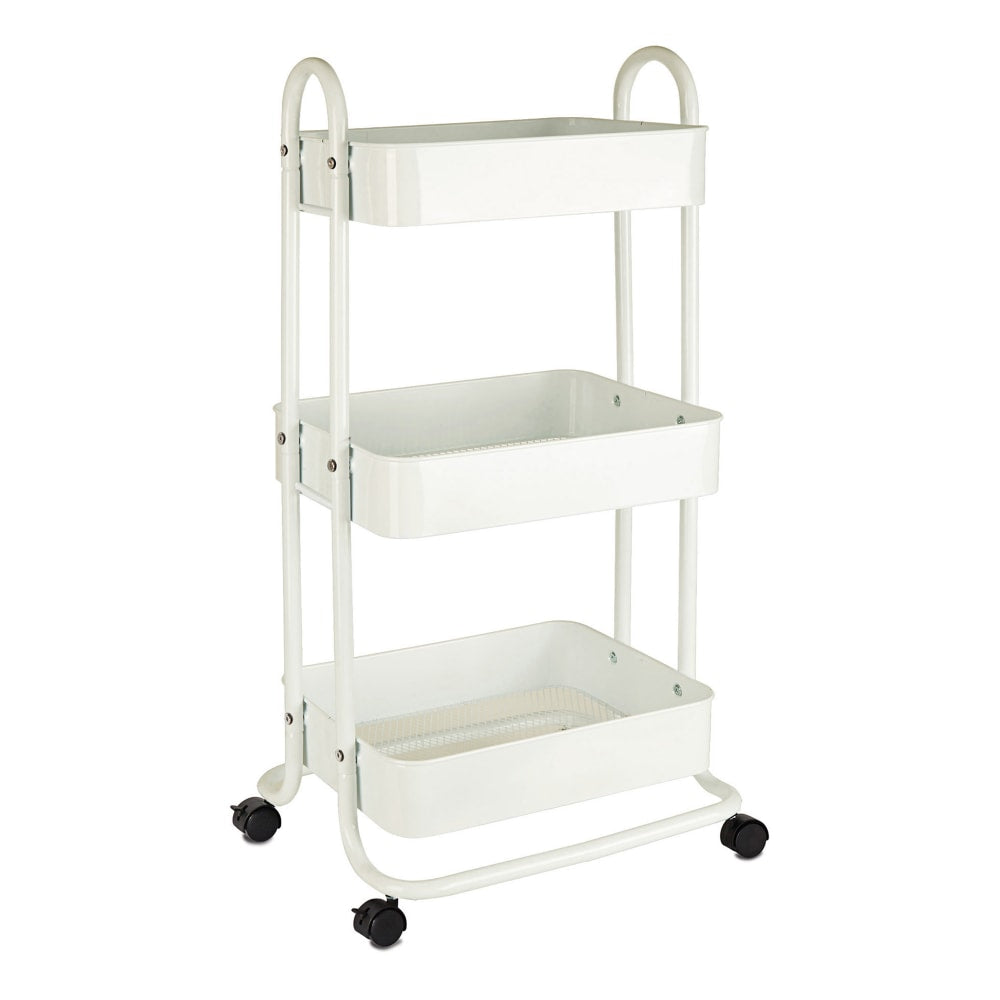 Realspace Mobile 3-Tier Storage Cart, 35-5/8inH x 17-15/16inW x 14-5/16inD, Off-White