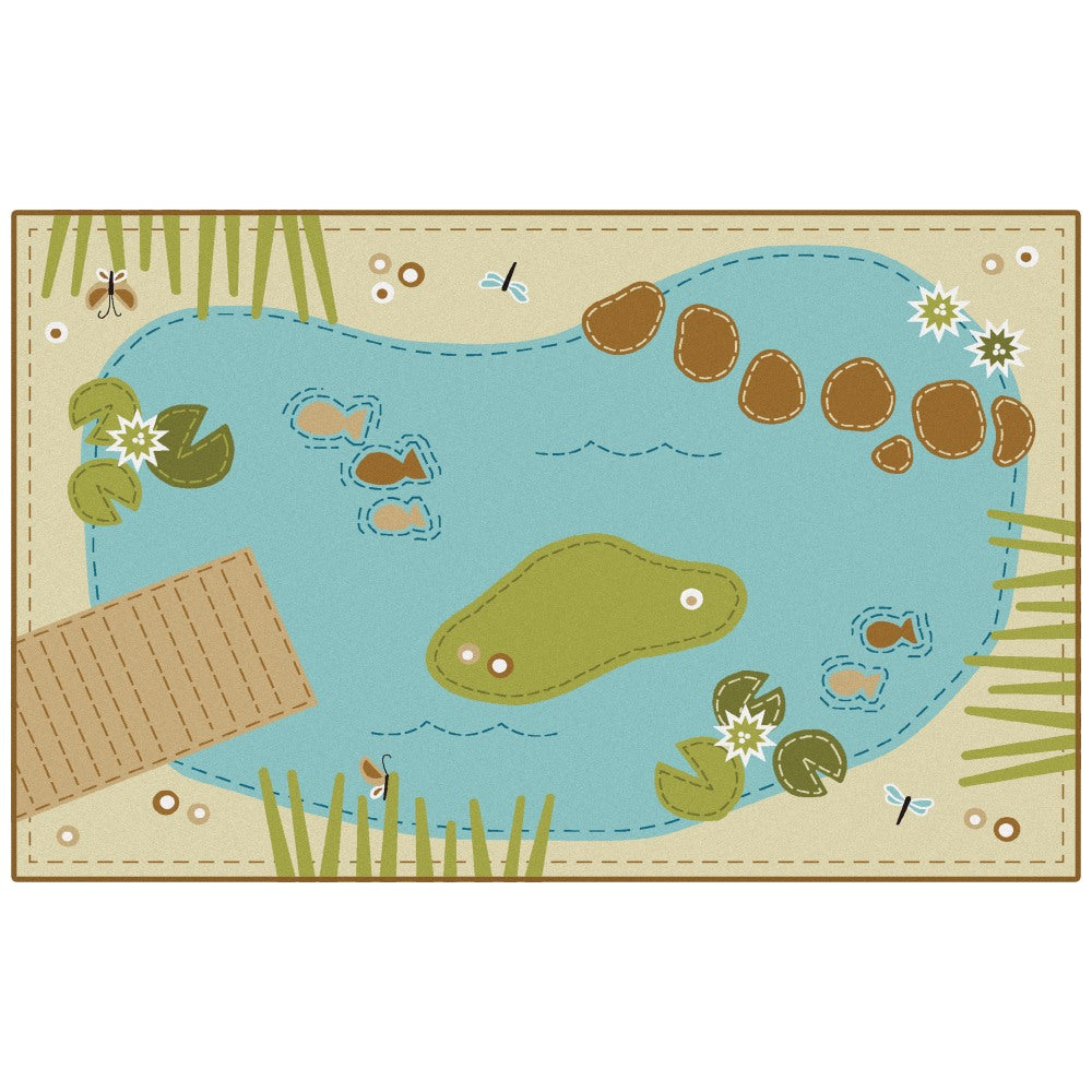 Carpets for Kids KID$Value PLUS Tranquil Pond Activity Rug, 7ft6in x 12ft , Tan