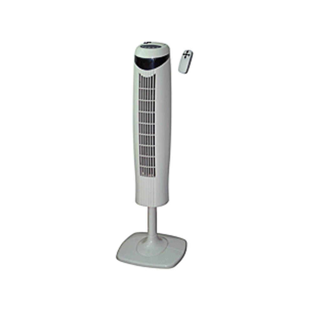 Optimus Pedestal Tower Fan With Remote Control And LED, 35in x 9in