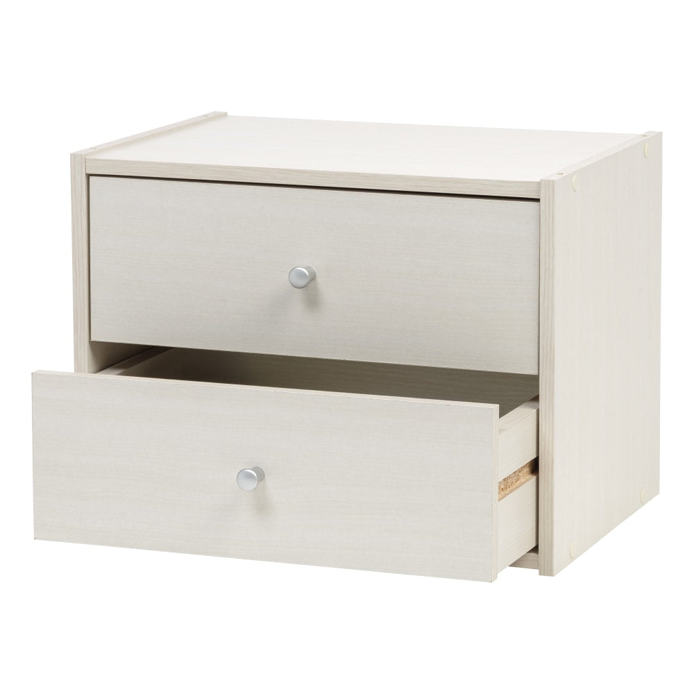 IRIS TACHI 13inH Modular Stacking Storage Box With Drawers, Off White