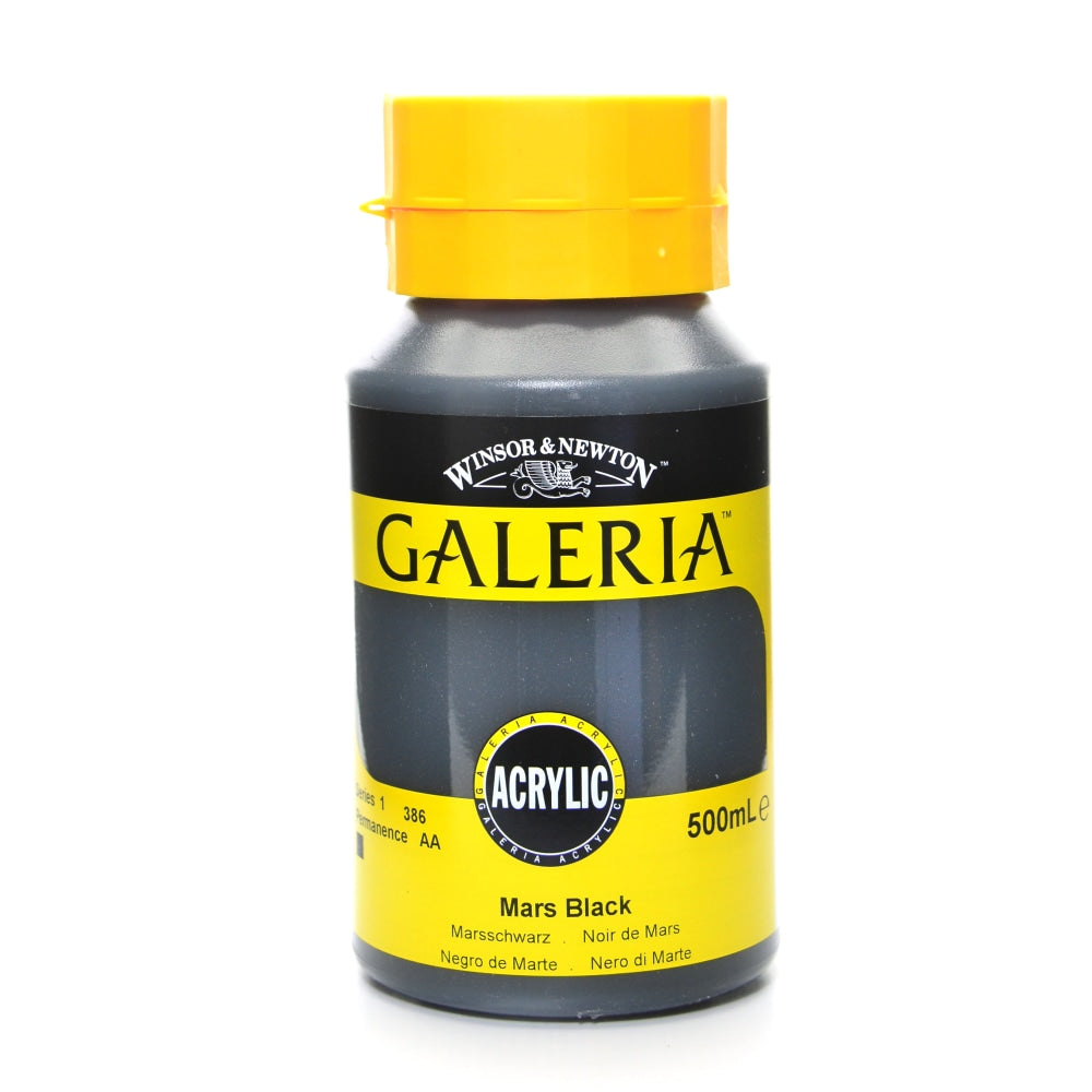 Winsor & Newton Galeria Flow Formula Acrylic Colors, 500 mL, Mars Black, 386