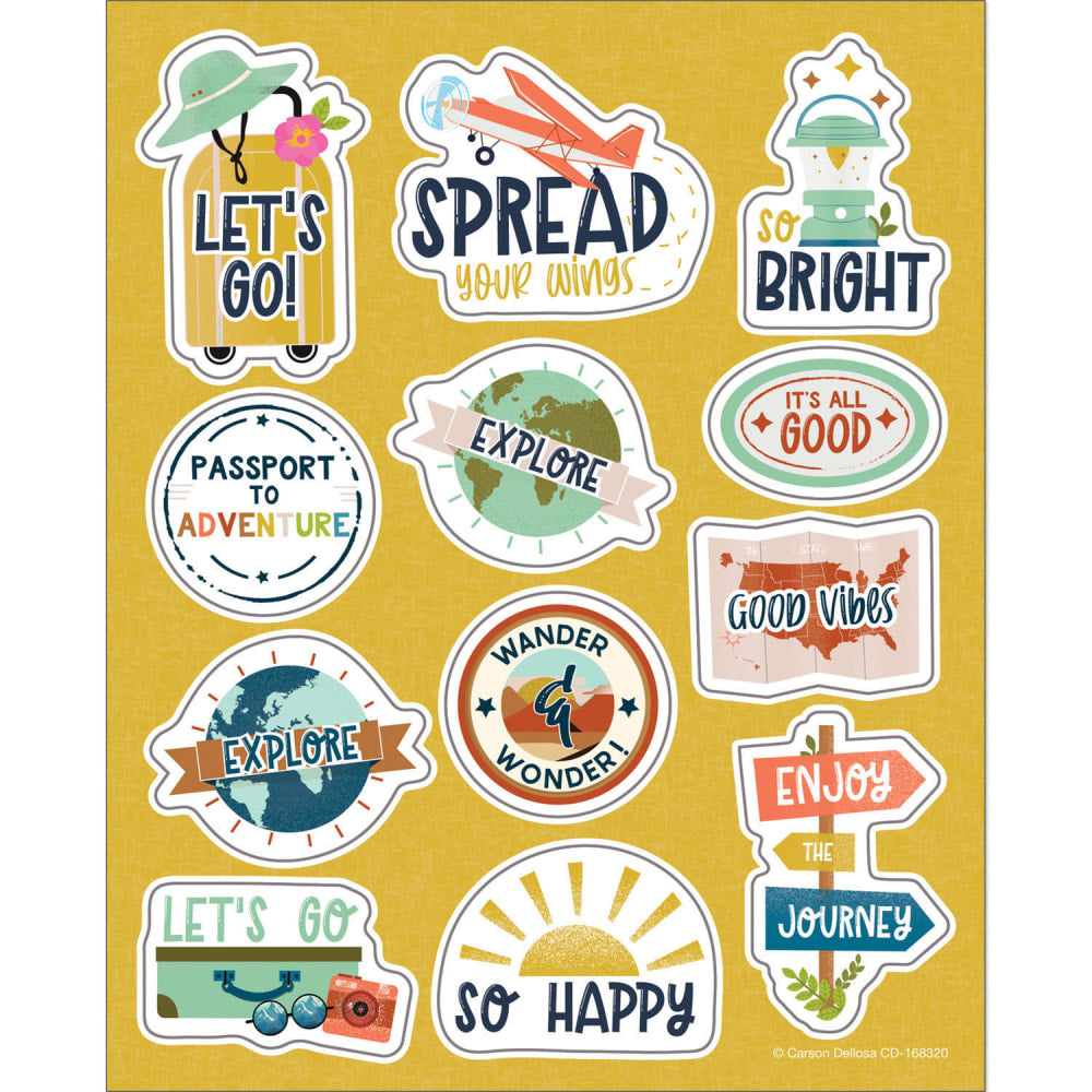 Carson Dellosa Education Motivational Stickers, Lets Explore Think Positive, 72 Stickers Per Pack, Set Of 12 Packs