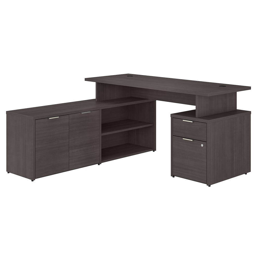 Bush Business Furniture Jamestown 60inW L-Shaped Corner Desk With Drawers, Storm Gray, Standard Delivery