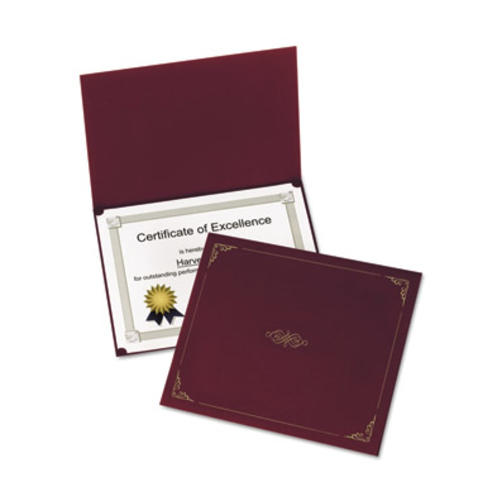 Oxford Letter Certificate Holder - 8 1/2in x 11in - Linen - Burgundy - 5 / Pack