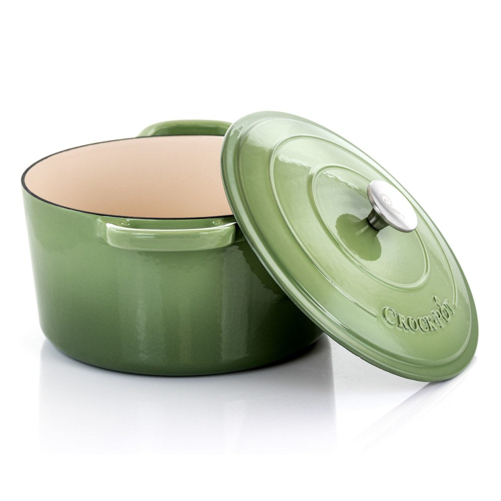 Crock-Pot Artisan 2-Piece Enameled Cast Iron Dutch Oven, 7 Quarts, Pistachio Green