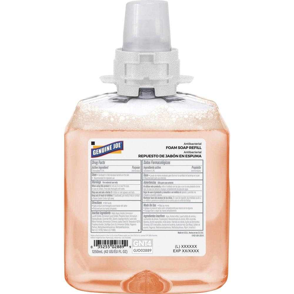 Genuine Joe Antibacterial Foam Soap Refill - Orange Blossom ScentFor - 42.3 fl oz (1250 mL) - Bacteria Remover - Hand, Skin - Yes - Orange - 4 / Carton