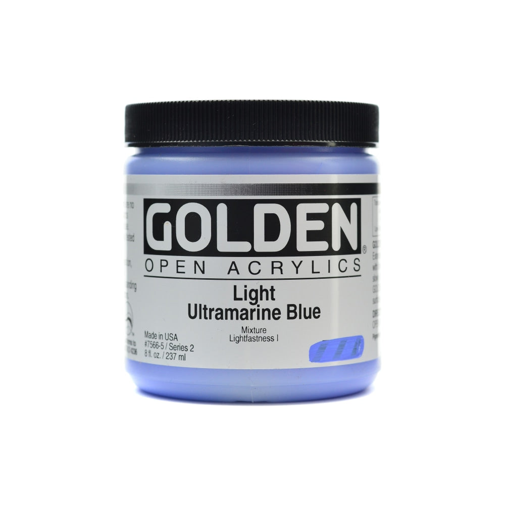 Golden OPEN Acrylic Paint, 8 Oz Jar, Light Ultramarine Blue