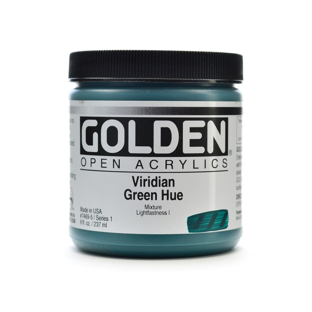 Golden OPEN Acrylic Paint, 8 Oz Jar, Viridian Green Hue