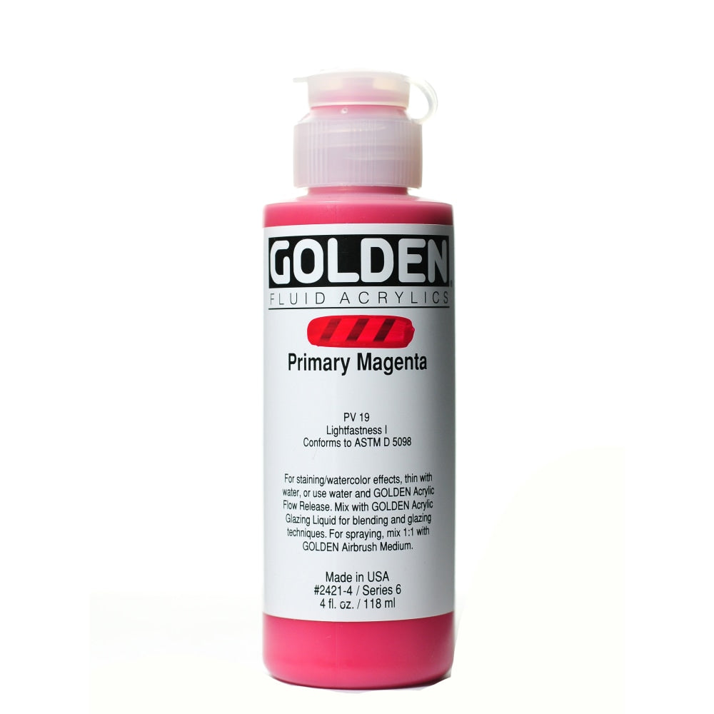 Golden Fluid Acrylic Paint, 4 Oz, Primary Magenta