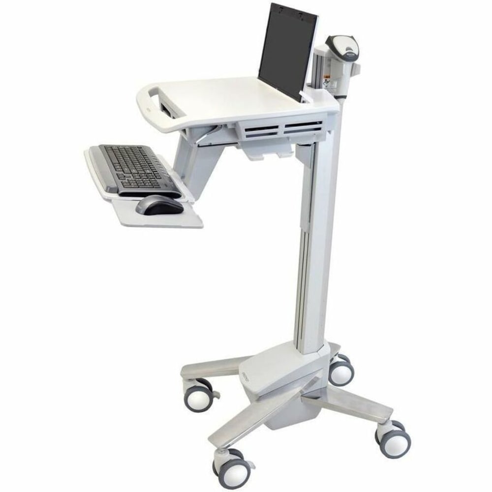 Ergotron StyleView EMR Laptop Cart, SV40 - 18 lb Capacity - 4 Casters - Aluminum, Plastic, Zinc Plated Steel - 18.3in Width x 50.5in Height - White, Gray, Polished Aluminum17.3in Screen Supported