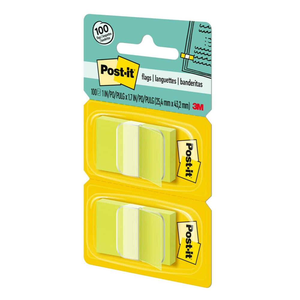 Post-it Flags, 1in x 1 -11/16in, Bright Green, 50 Flags Per Pad, Pack Of 2 Pads