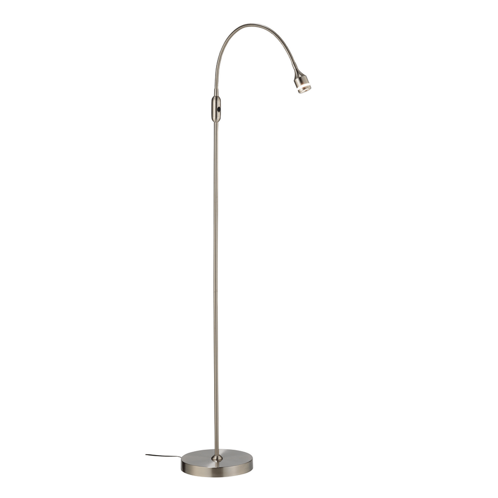 Adesso Prospect LED Gooseneck Floor Lamp, 56inH, Satin Shade, Satin Base