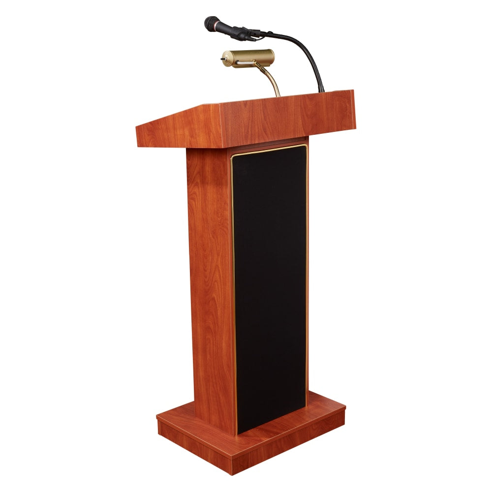 Oklahoma Sound The Orator Lectern With Tie Clip/Lavalier Wireless Microphone, Wild Cherry